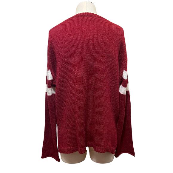 Wooden Ships Womens Red #67 Football Jersey Mohair Wool Blend Sweater Sz S/M - Picture 6 of 12